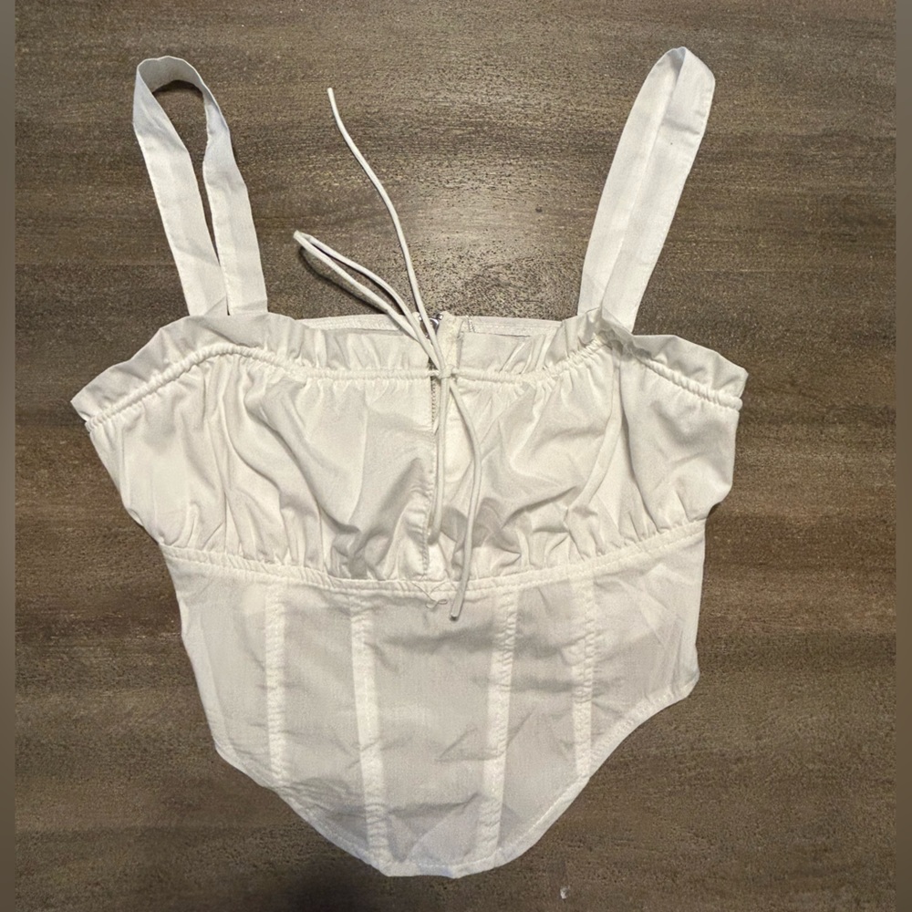 White corset crop top